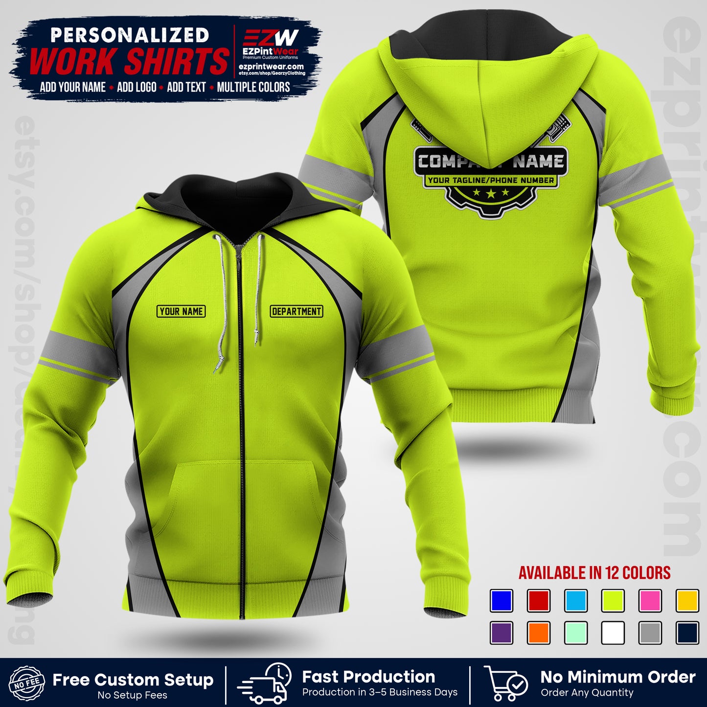 Custom Mechanic Work Shirt with Name, Logo & Text | Auto Shop Uniform | Workwear MCN 09