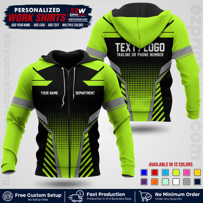Custom All Over Print Work Uniform Shirt with Name, Logo & Text | Custom Hawaiian Shirt | Company Shirt | Employee Uniform UNF06