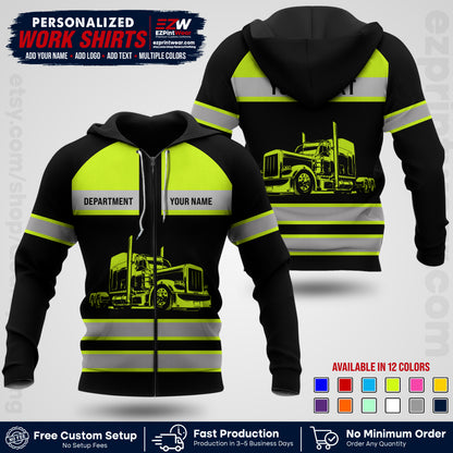 Personalized Truck Driver Workwear Uniform | Custom Safety Stripe Apparel | Non-Reflective Reflective Style Design TW02