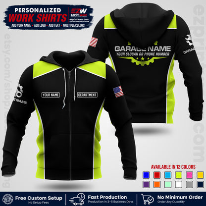 Custom Mechanic Work Shirt with Name, Logo & Text | Auto Shop Uniform | Workwear MCN 07