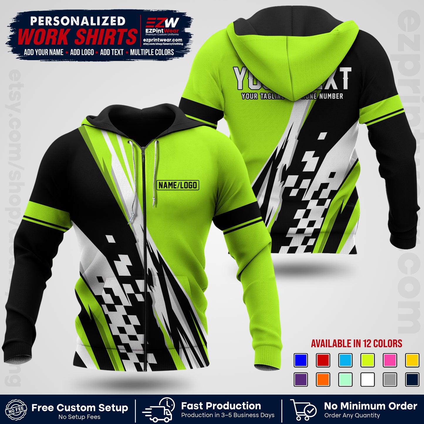 Custom Racing Shirt with Name, Logo & Text | Race Team Uniform | Crew Apparel RC04