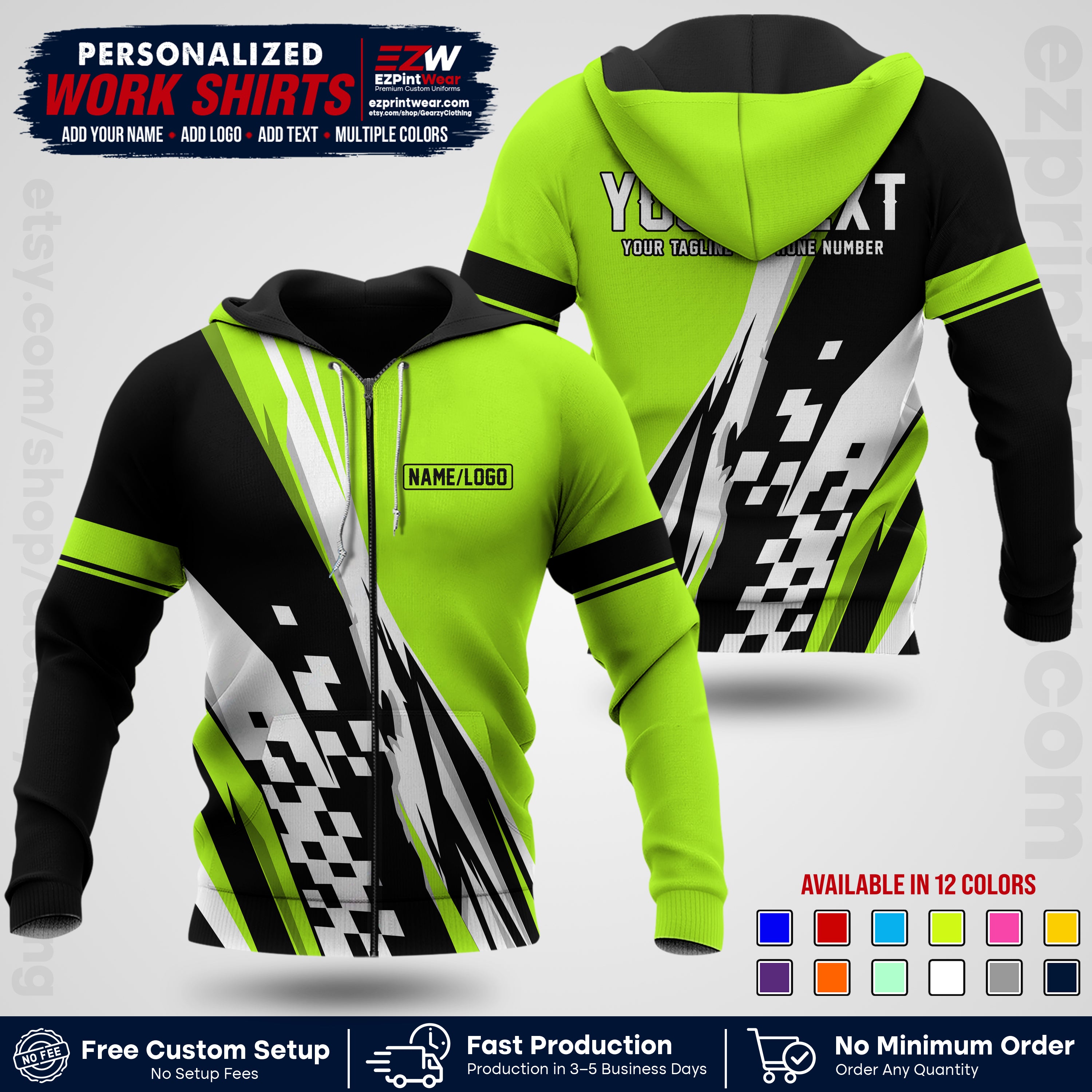 Custom Racing Shirt with Name, Logo & Text | Race Team Uniform | Crew Apparel RC04