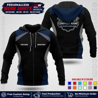 Custom Mechanic Work Shirt with Name, Logo & Text | Auto Shop Uniform | Workwear MCN 08