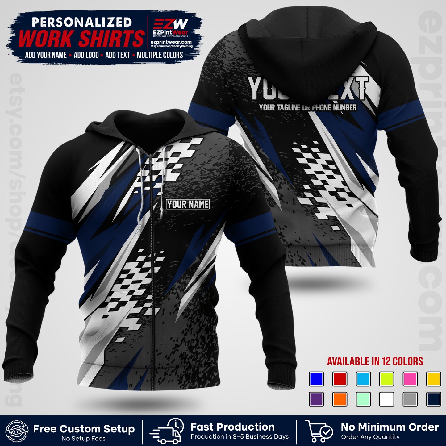 Custom Racing Shirt with Name, Logo & Text | Race Team Uniform | Crew Apparel RC03