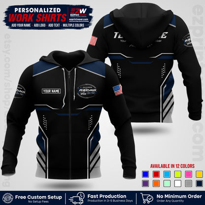 Custom Racing Shirt with Name, Logo & Text | Race Team Uniform | Crew Apparel RC10