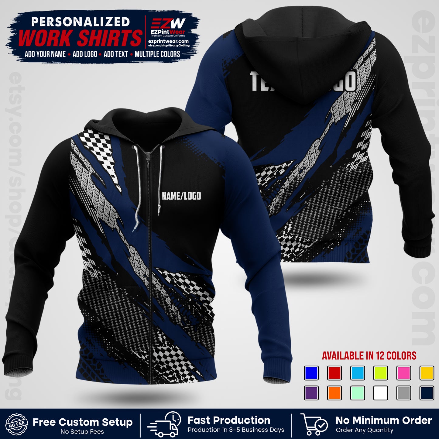 Custom Racing Shirt with Name, Logo & Text | Race Team Uniform | Crew Apparel RC05