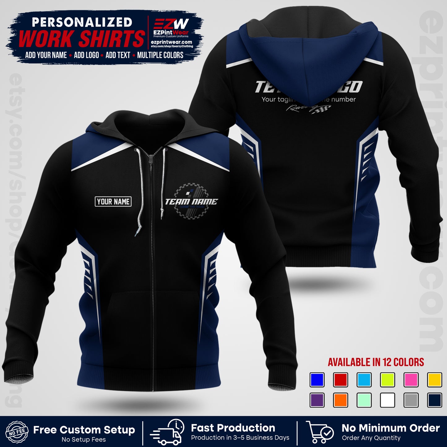 Custom Racing Shirt with Name, Logo & Text | Race Team Uniform | Crew Apparel RC07