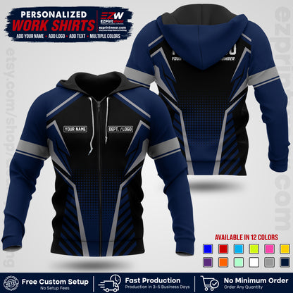 Custom All Over Print Work Uniform Shirt with Name, Logo & Text | Custom Hawaiian Shirt | Company Shirt | Employee Uniform UNF14