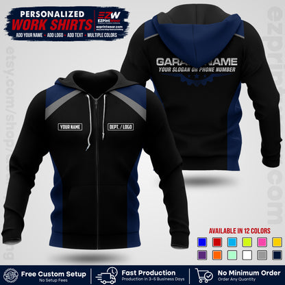 Custom Mechanic Work Shirt with Name, Logo & Text | Auto Shop Uniform | Workwear MCN 06