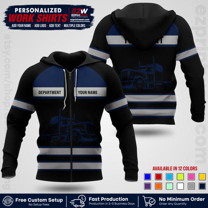 Personalized Truck Driver Workwear Uniform | Custom Safety Stripe Apparel | Non-Reflective Reflective Style Design TW02