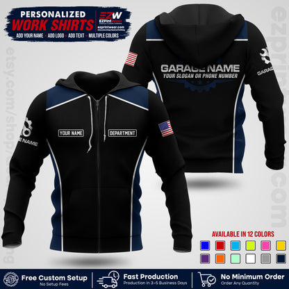 Custom Mechanic Work Shirt with Name, Logo & Text | Auto Shop Uniform | Workwear MCN 07