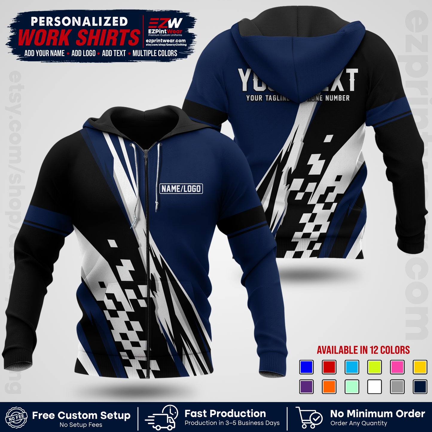 Custom Racing Shirt with Name, Logo & Text | Race Team Uniform | Crew Apparel RC04