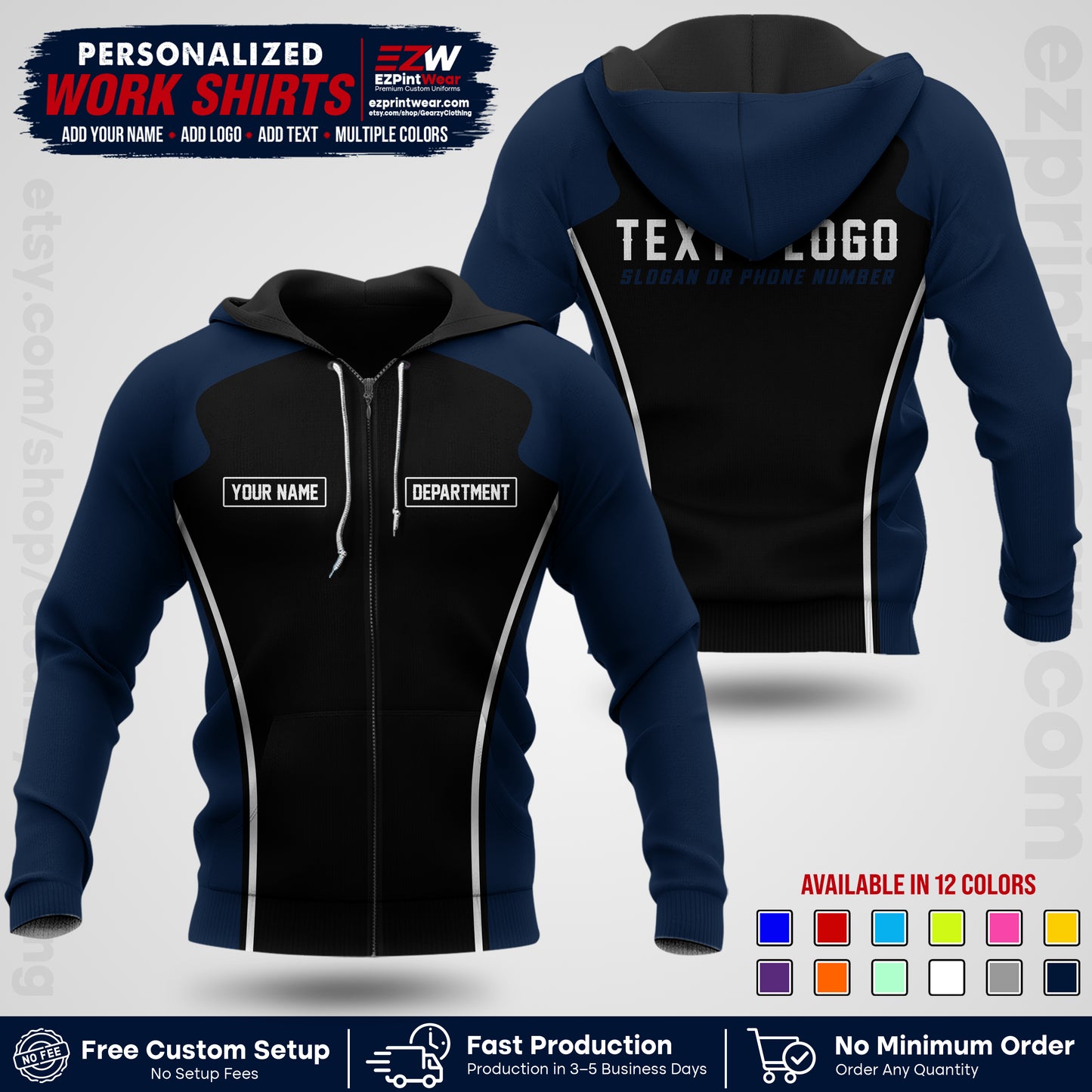 Custom All Over Print Work Uniform Shirt with Name, Logo & Text | Custom Hawaiian Shirt | Company Shirt | Employee Uniform UNF16