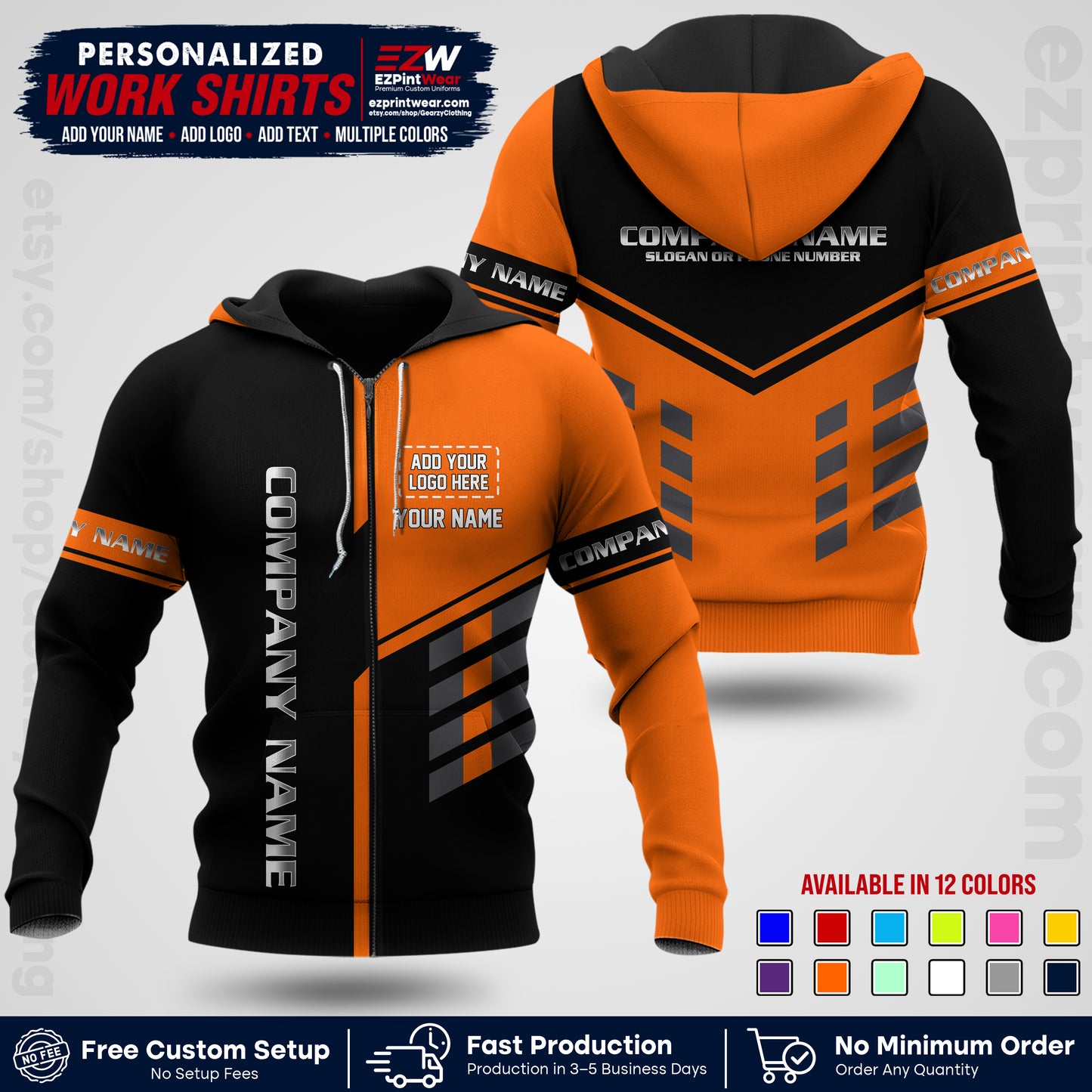 Custom All Over Print Work Uniform Shirt with Name, Logo & Text | Custom Hawaiian Shirt | Company Shirt | Employee Uniform UNF09