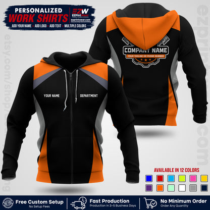 Custom Mechanic Work Shirt with Name, Logo & Text | Auto Shop Uniform | Workwear MCN 08