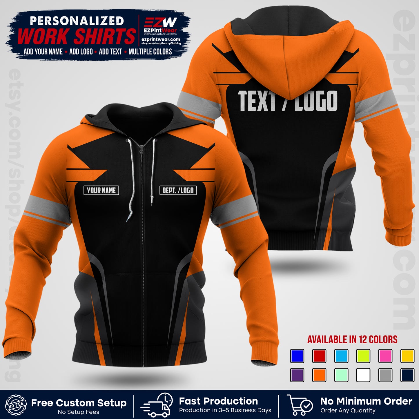 Custom All Over Print Work Uniform Shirt with Name, Logo & Text | Custom Hawaiian Shirt | Company Shirt | Employee Uniform UNF01