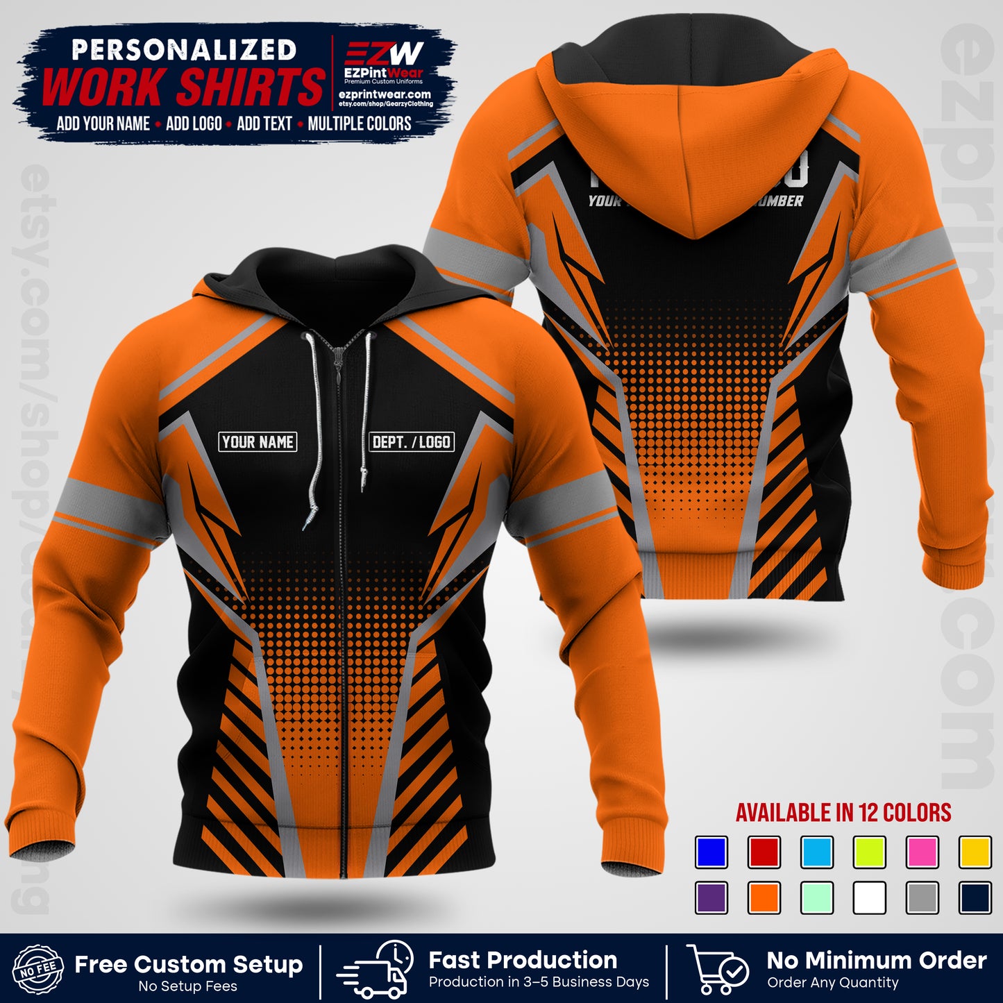 Custom All Over Print Work Uniform Shirt with Name, Logo & Text | Custom Hawaiian Shirt | Company Shirt | Employee Uniform UNF13