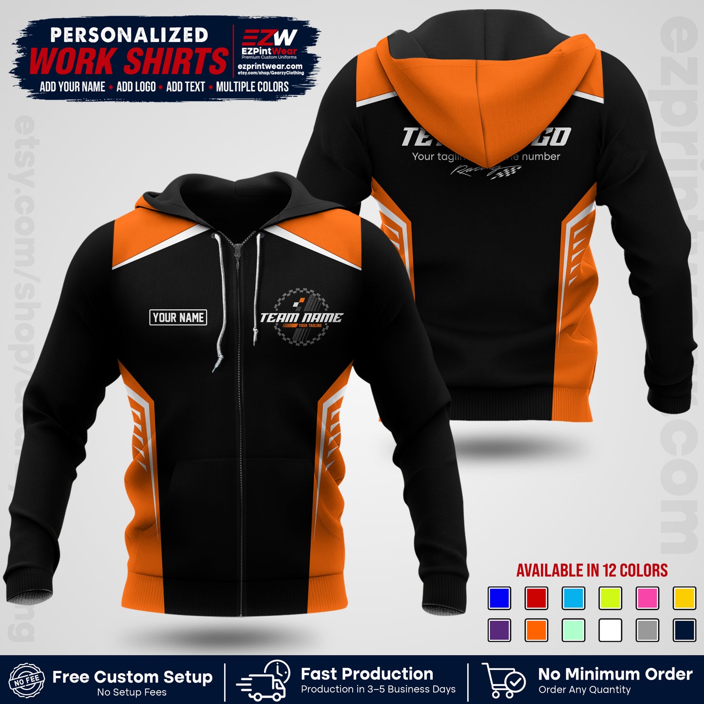 Custom Racing Shirt with Name, Logo & Text | Race Team Uniform | Crew Apparel RC07