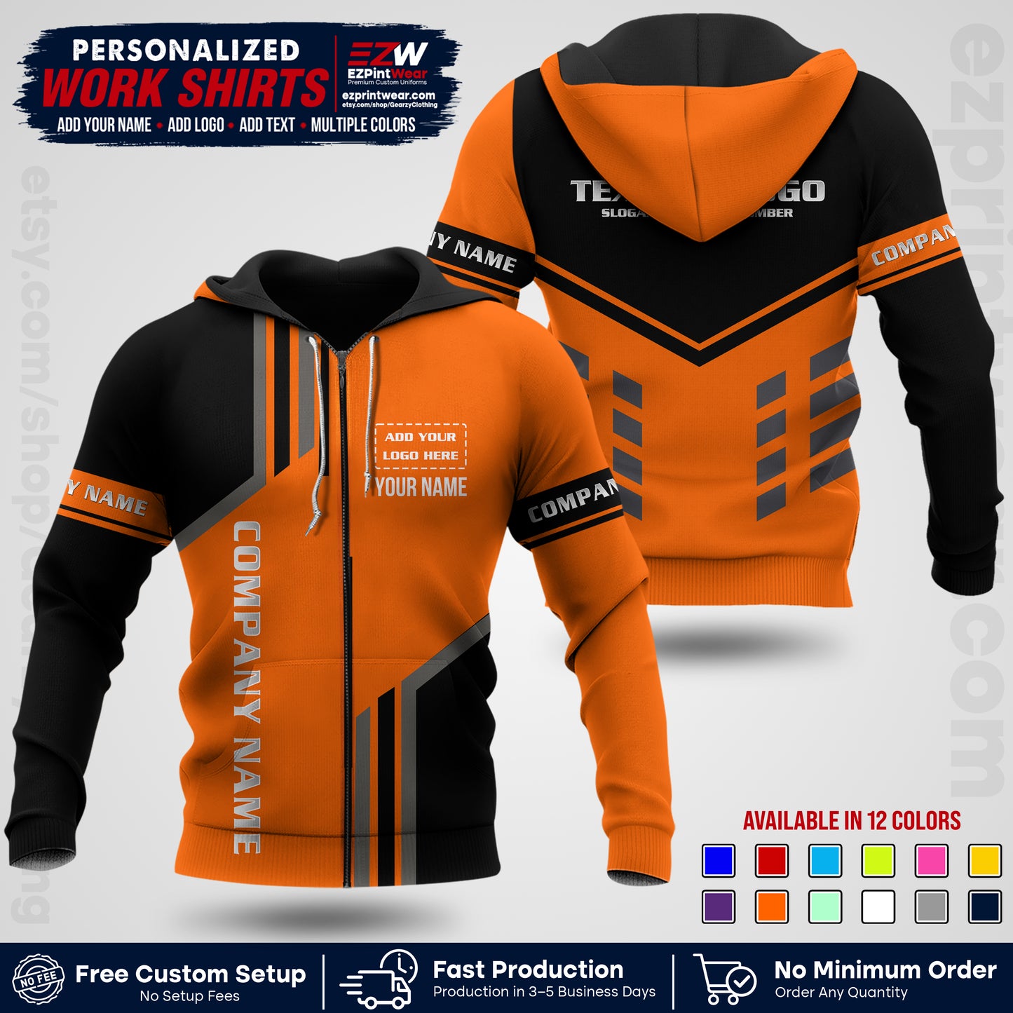 Custom All Over Print Work Uniform Shirt with Name, Logo & Text | Custom Hawaiian Shirt | Company Shirt | Employee Uniform UNF10