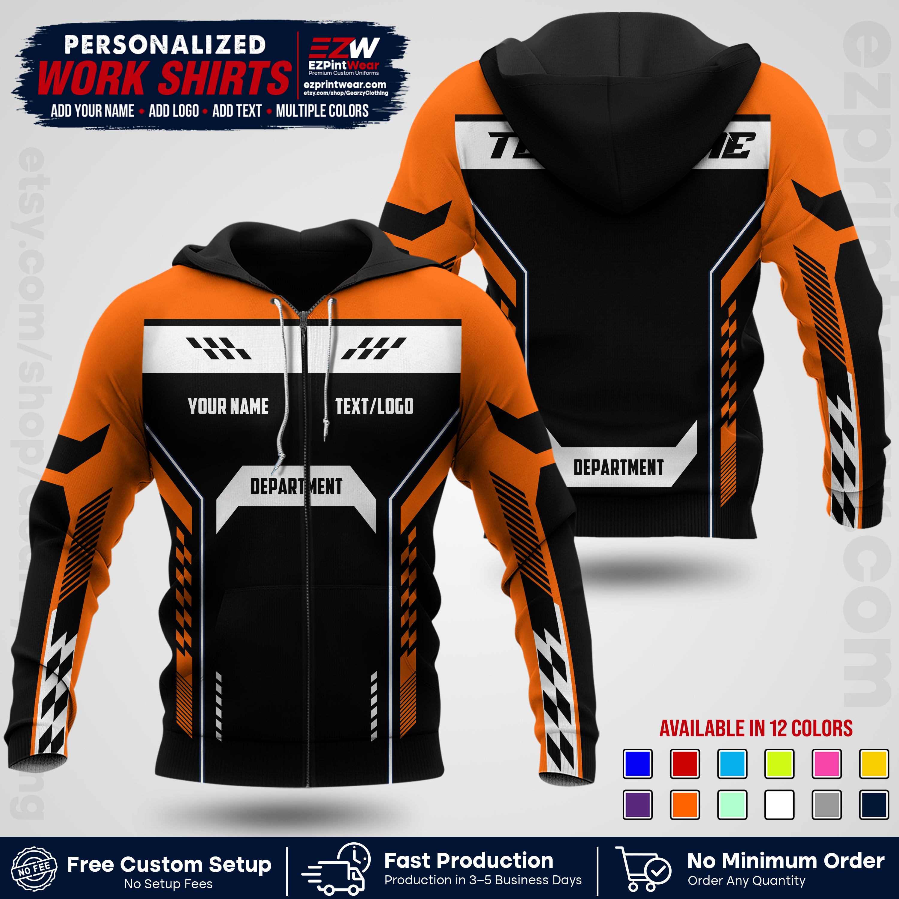 Custom All Over Print Work Uniform Shirt with Name, Logo & Text | Custom Hawaiian Shirt | Company Shirt | Employee Uniform UNF18