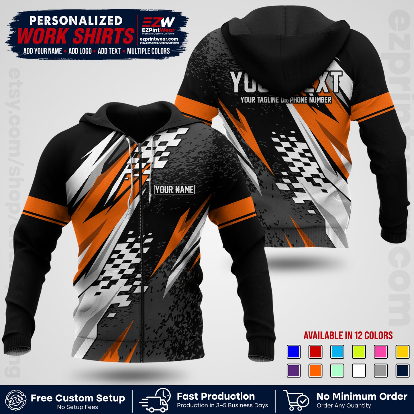 Custom Racing Shirt with Name, Logo & Text | Race Team Uniform | Crew Apparel RC03