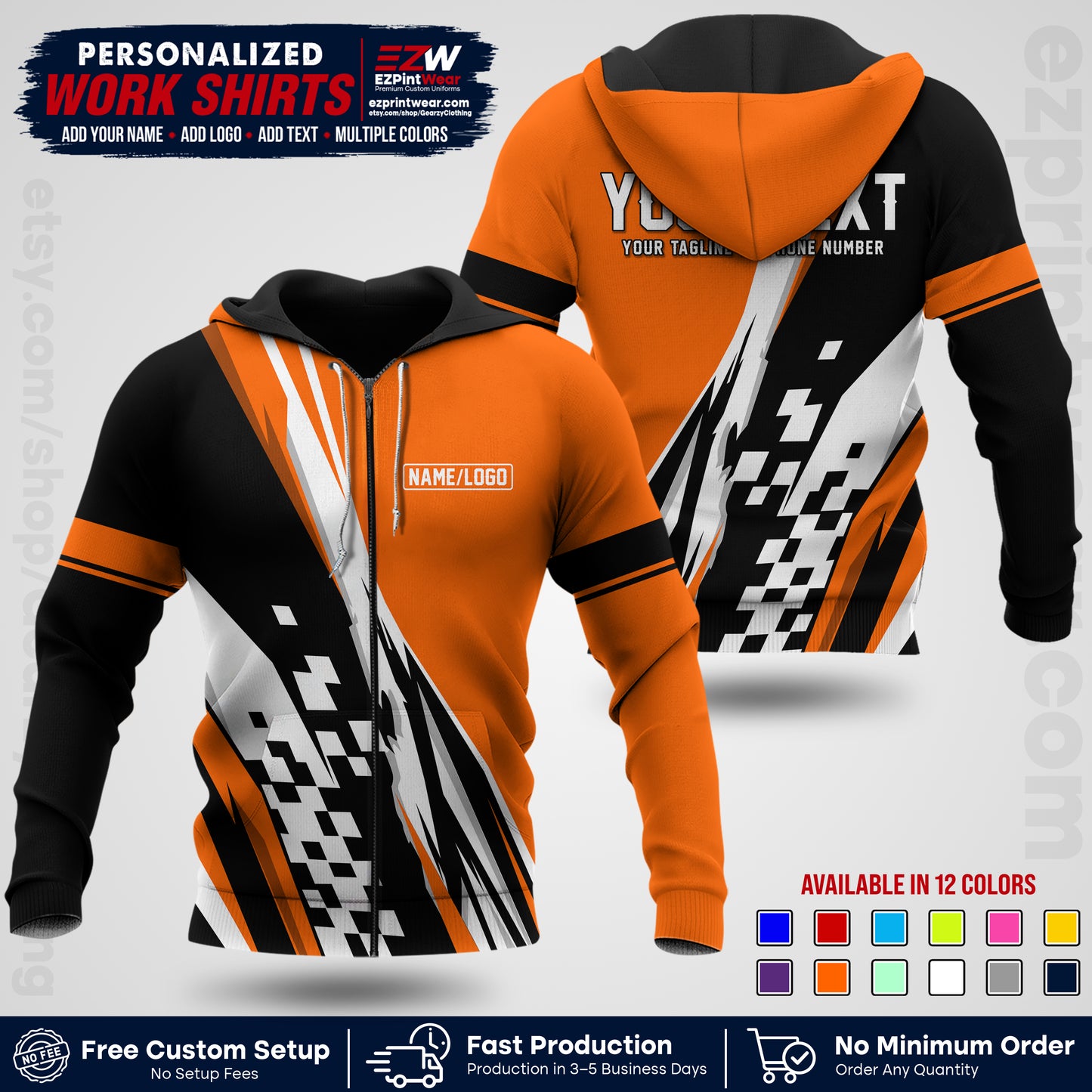 Custom Racing Shirt with Name, Logo & Text | Race Team Uniform | Crew Apparel RC04