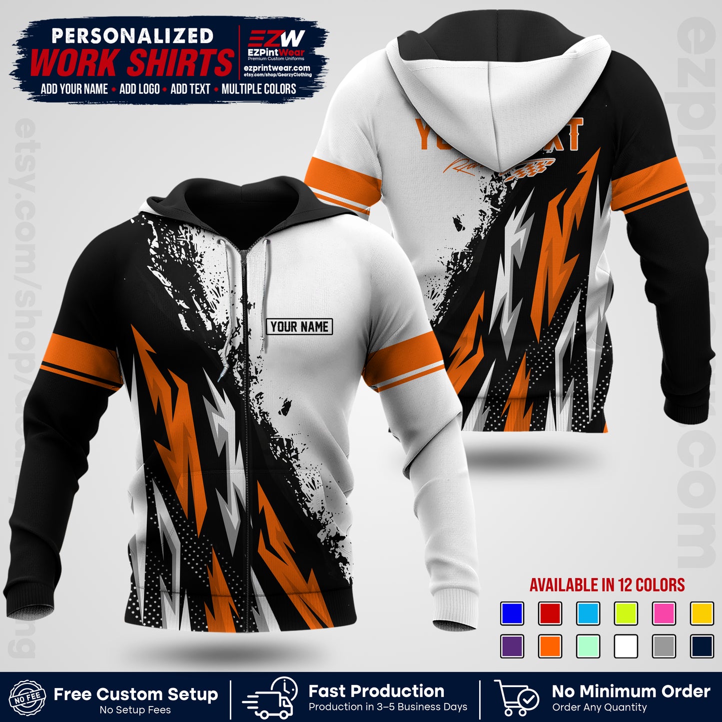 Custom Racing Shirt with Name, Logo & Text | Race Team Uniform | Crew Apparel RC08
