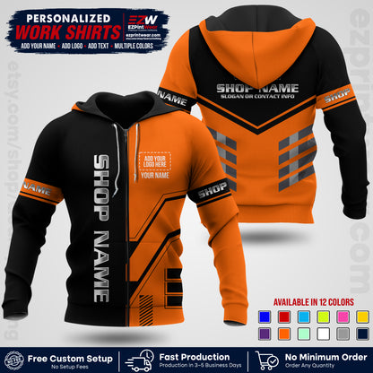 Custom All Over Print Work Uniform Shirt with Name, Logo & Text | Custom Hawaiian Shirt | Company Shirt | Employee Uniform UNF11