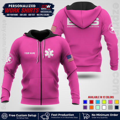 Custom EMS Shirt with Name, Logo & Text | EMS Team Uniform | First Responder Workwear EMSU01