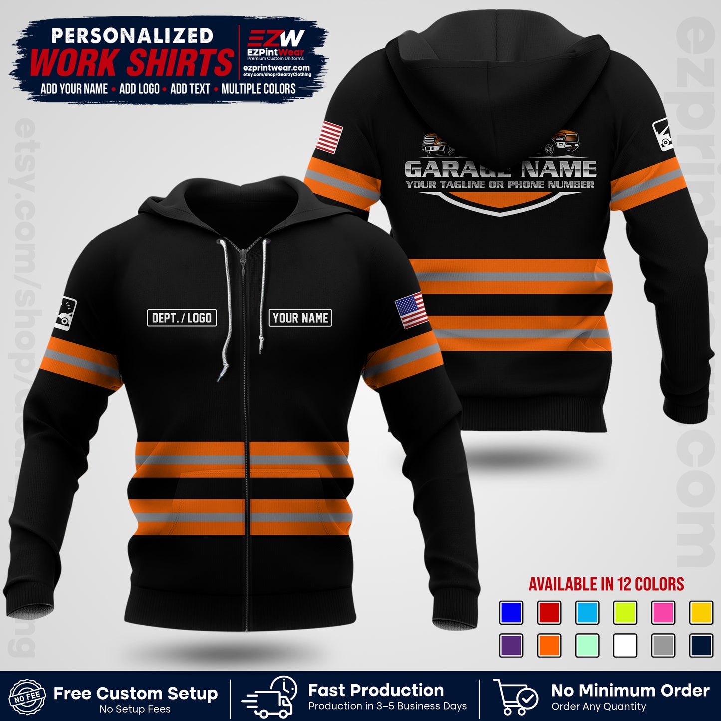 Custom Towing Workwear Uniform | Personalized Tow Truck Shirt | Non-Reflective Safety Stripe Apparel | Custom Towing Shirt | Tow Truck Apparel TW03