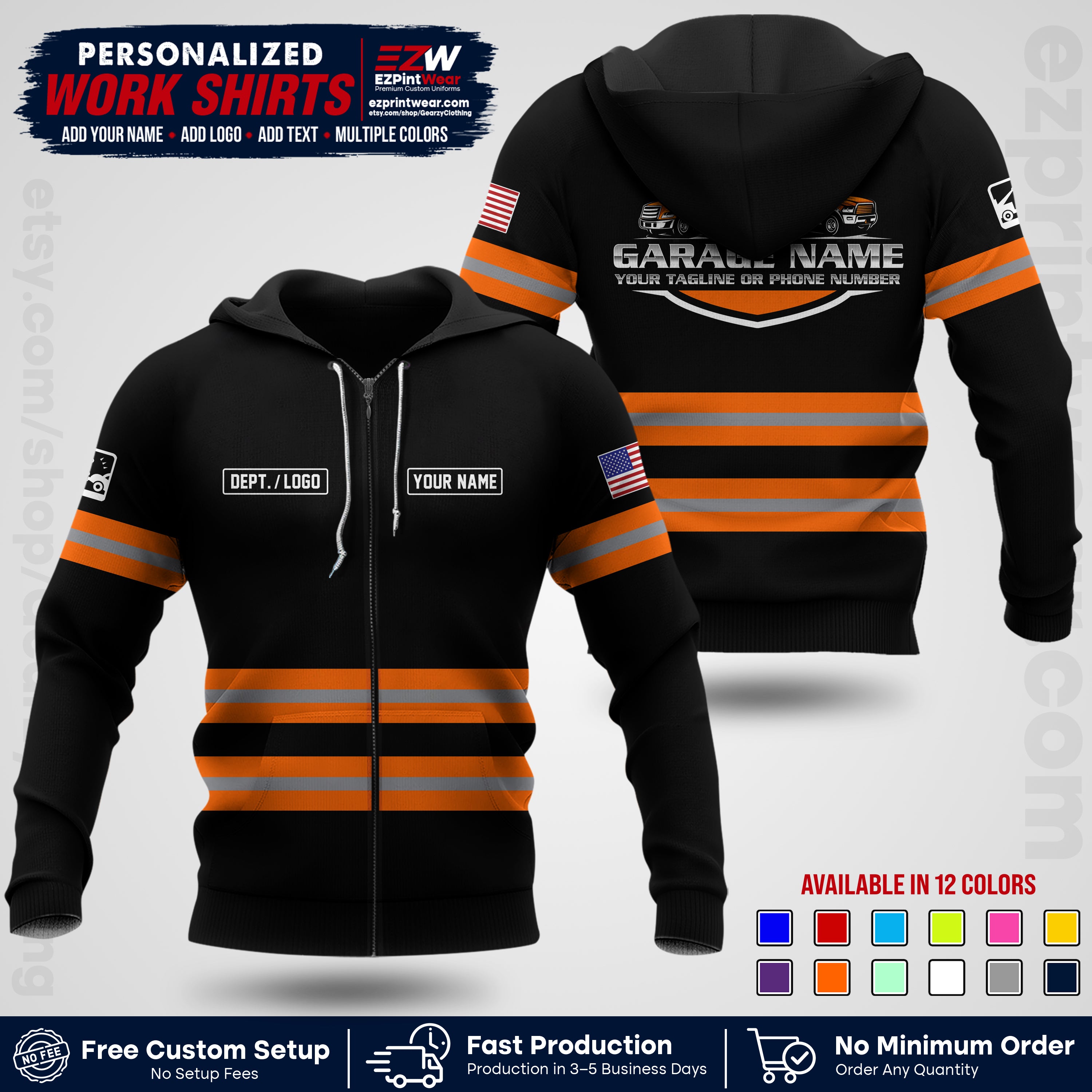 Custom Towing Workwear Uniform | Personalized Tow Truck Shirt | Non-Reflective Safety Stripe Apparel | Custom Towing Shirt | Tow Truck Apparel TW03