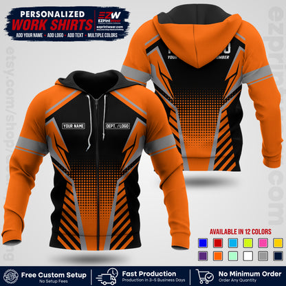 Custom All Over Print Work Uniform Shirt with Name, Logo & Text | Custom Hawaiian Shirt | Company Shirt | Employee Uniform UNF14