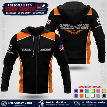 Custom Mechanic Work Shirt with Name, Logo & Text | Auto Shop Uniform | Workwear MCN 07