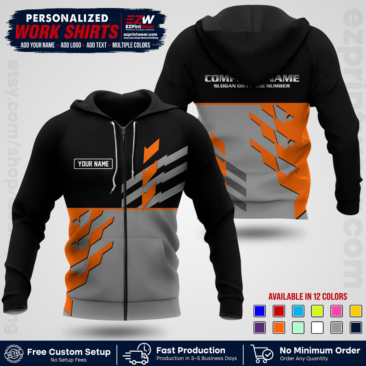 Custom All Over Print Work Uniform Shirt with Name, Logo & Text | Custom Hawaiian Shirt | Company Shirt | Employee Uniform UNF21