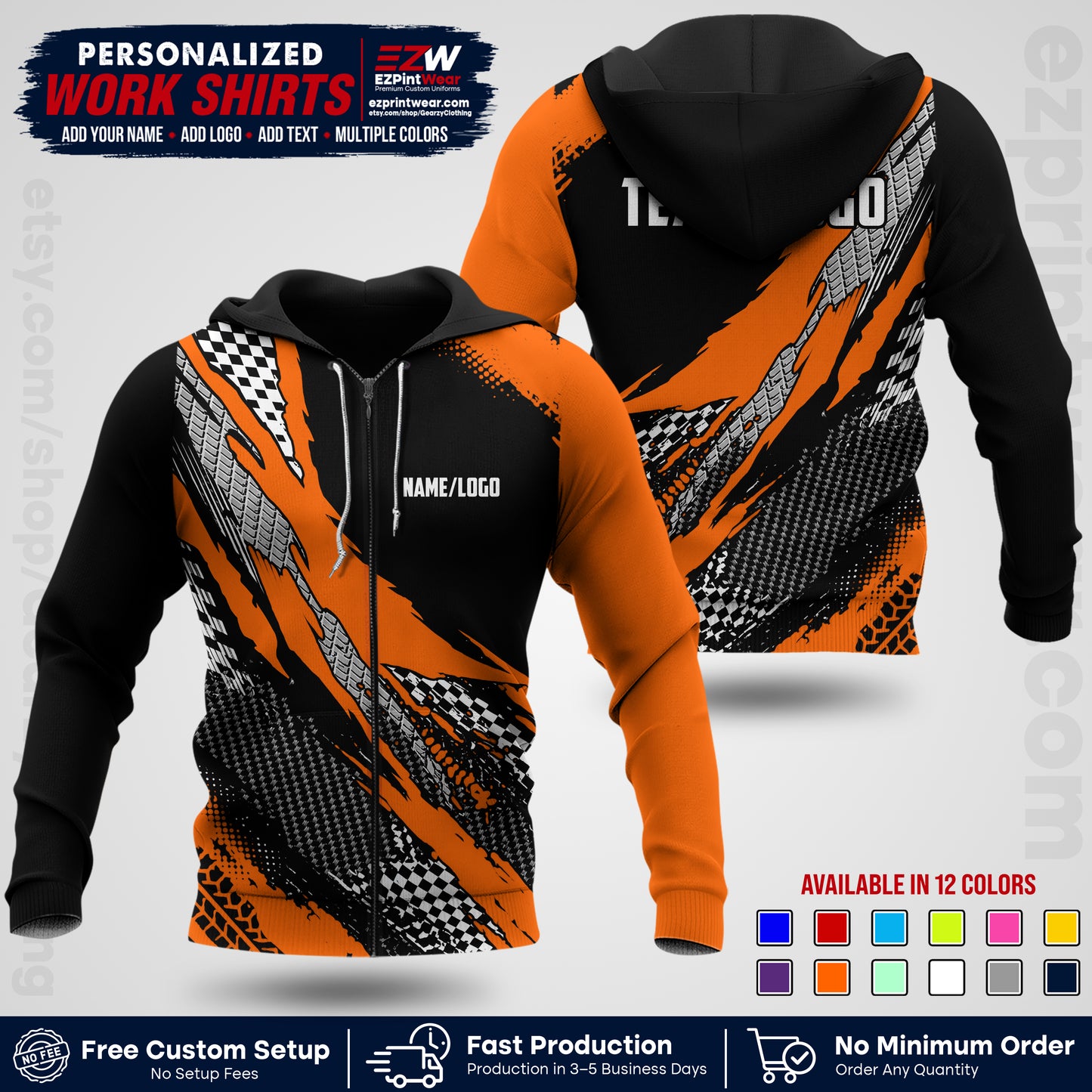 Custom Racing Shirt with Name, Logo & Text | Race Team Uniform | Crew Apparel RC05