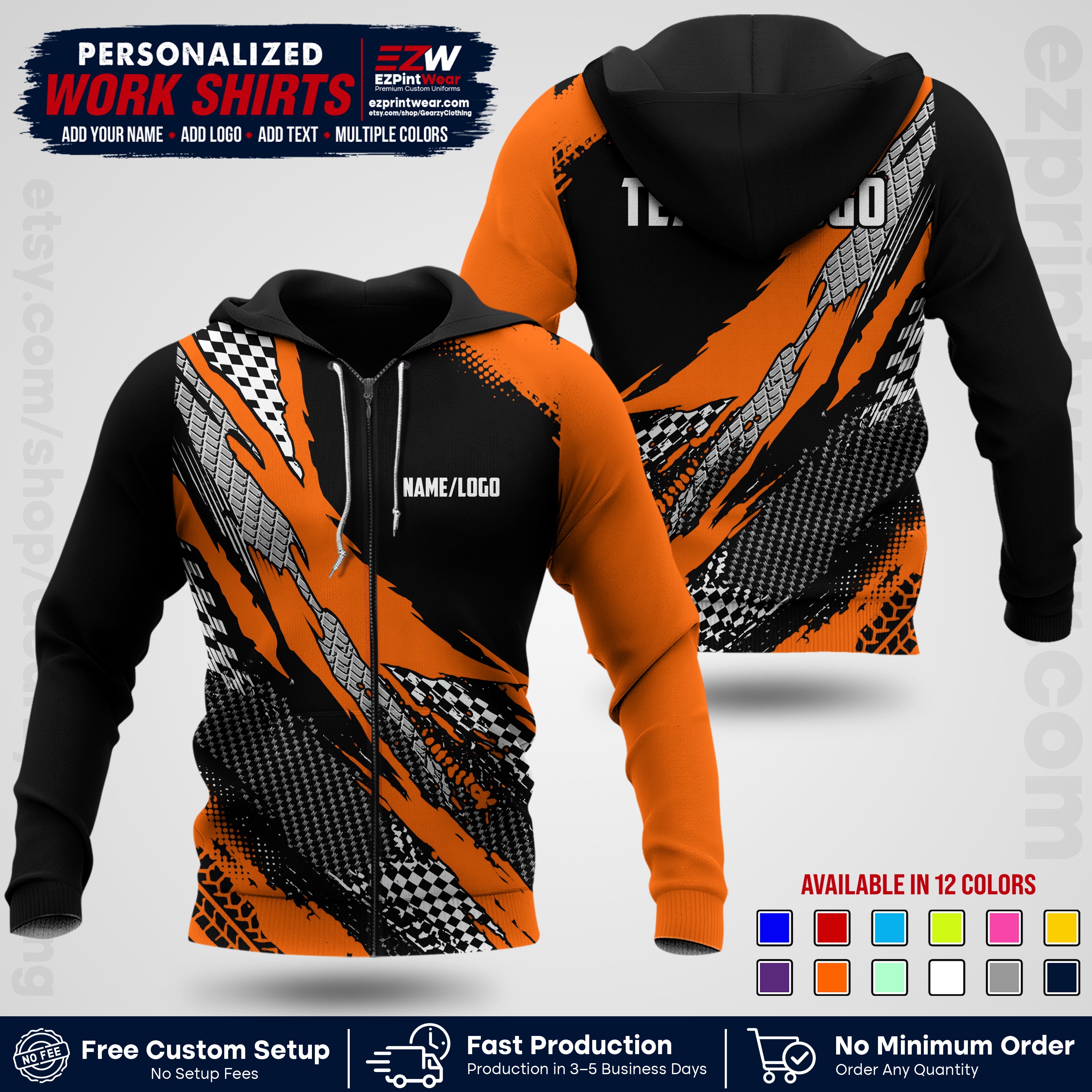 Custom Racing Shirt with Name, Logo & Text | Race Team Uniform | Crew Apparel RC05