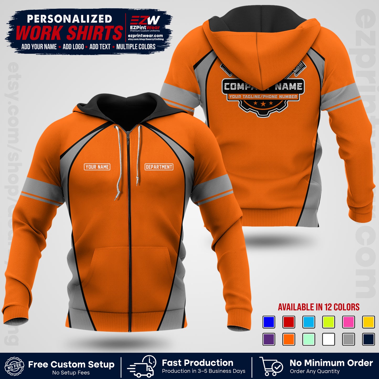 Custom Mechanic Work Shirt with Name, Logo & Text | Auto Shop Uniform | Workwear MCN 09
