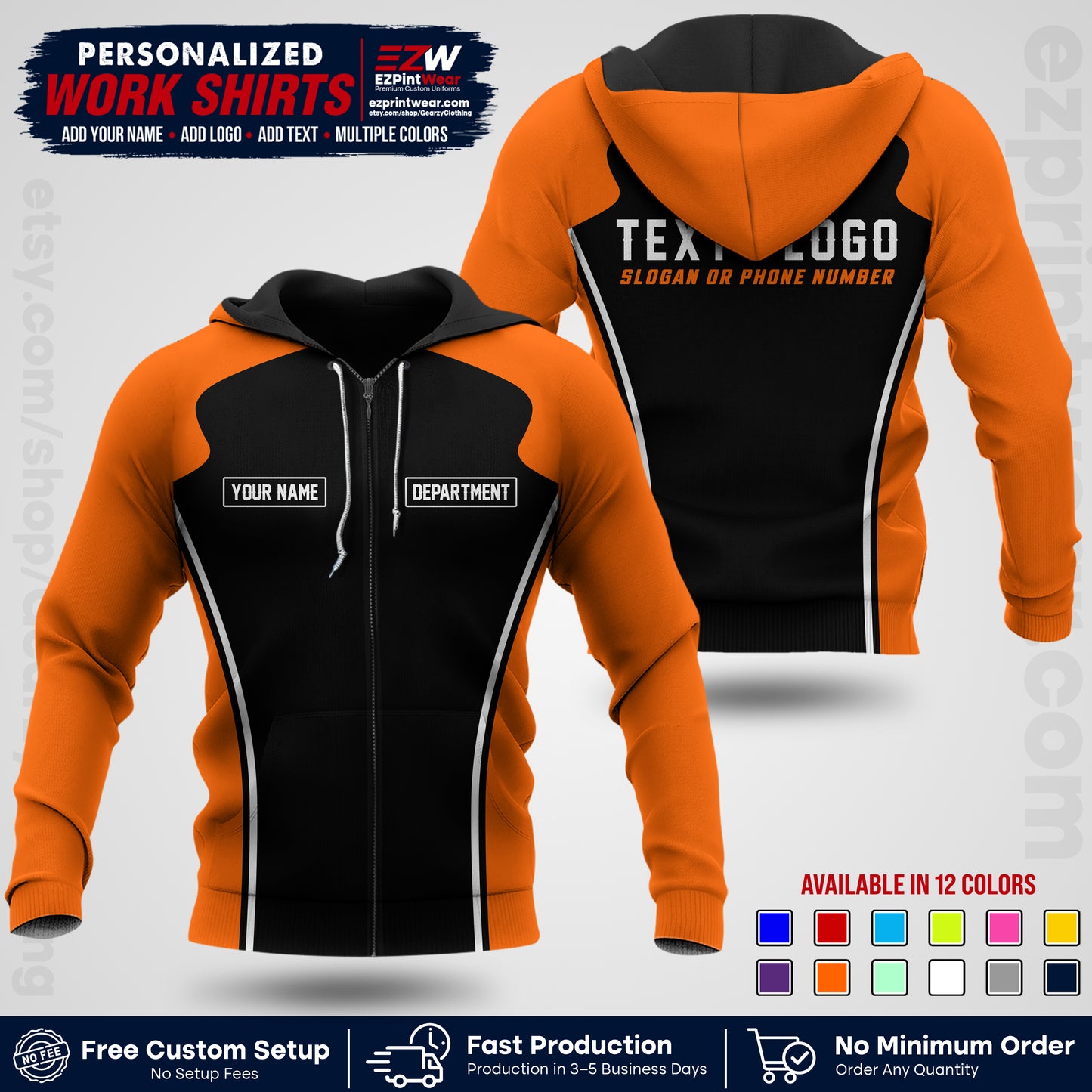 Custom All Over Print Work Uniform Shirt with Name, Logo & Text | Custom Hawaiian Shirt | Company Shirt | Employee Uniform UNF16