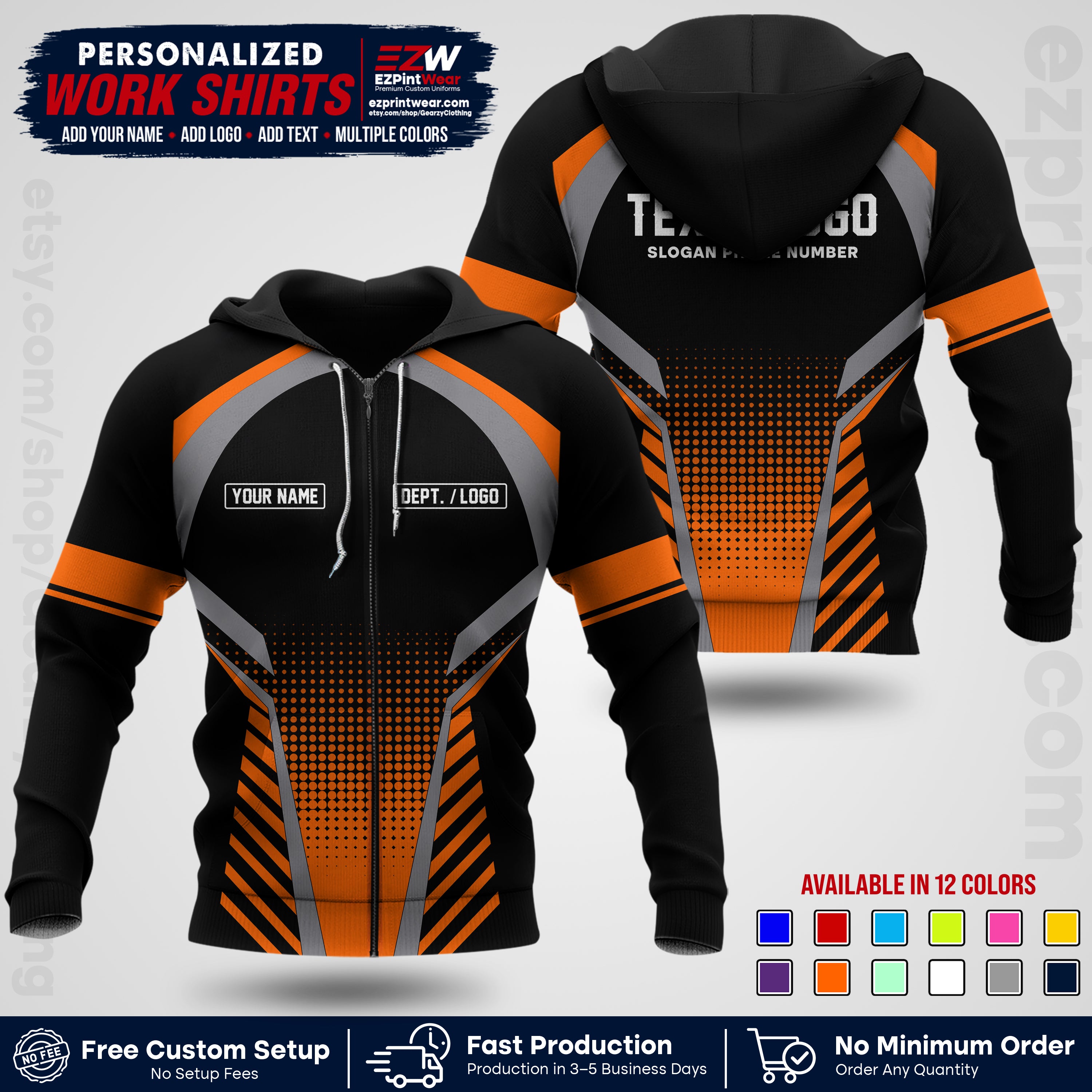 Custom All Over Print Work Uniform Shirt with Name, Logo & Text | Custom Hawaiian Shirt | Company Shirt | Employee Uniform UNF19