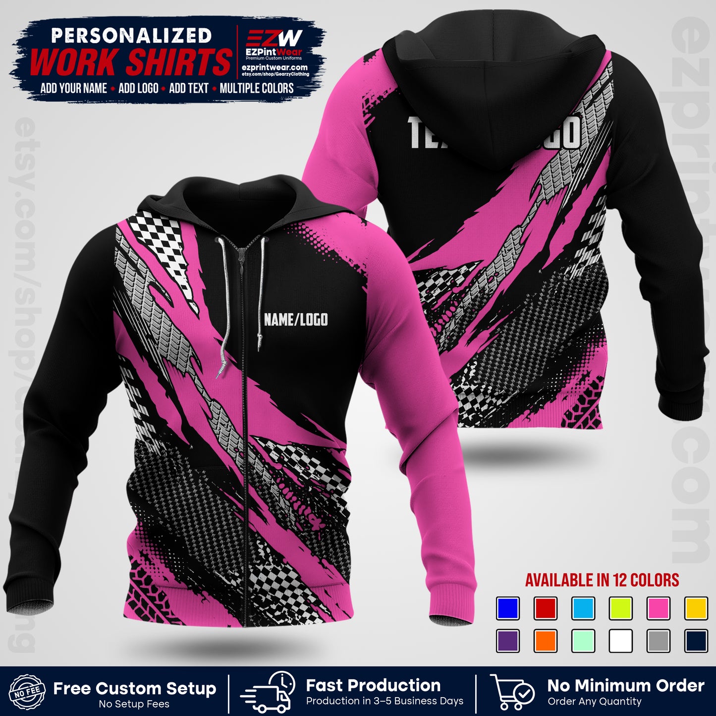 Custom Racing Shirt with Name, Logo & Text | Race Team Uniform | Crew Apparel RC05
