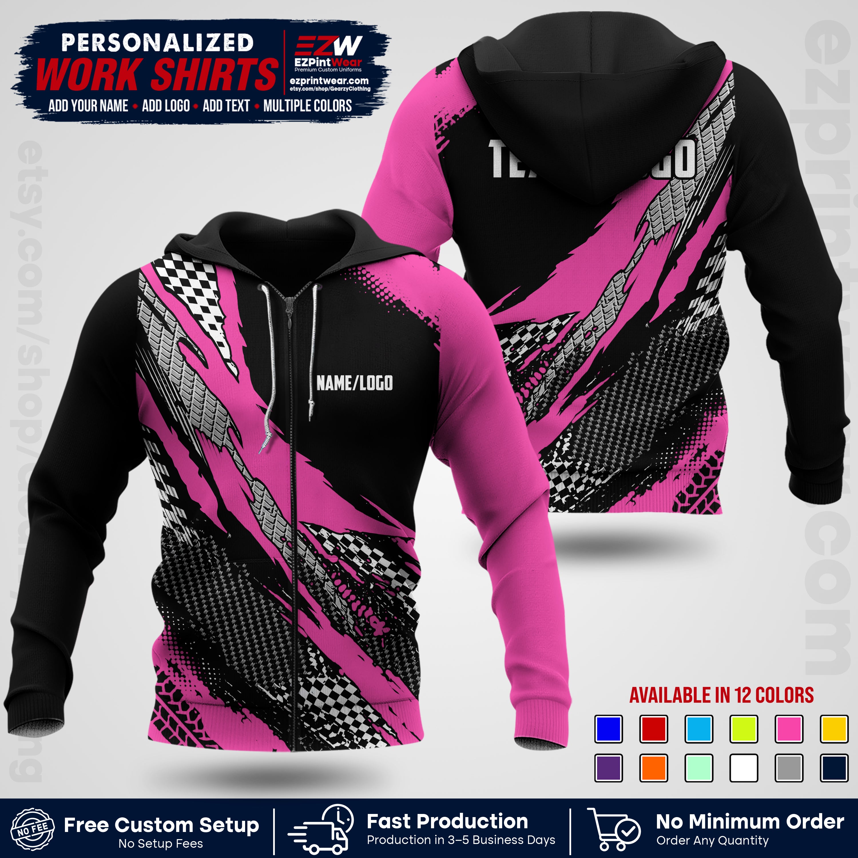 Custom Racing Shirt with Name, Logo & Text | Race Team Uniform | Crew Apparel RC05