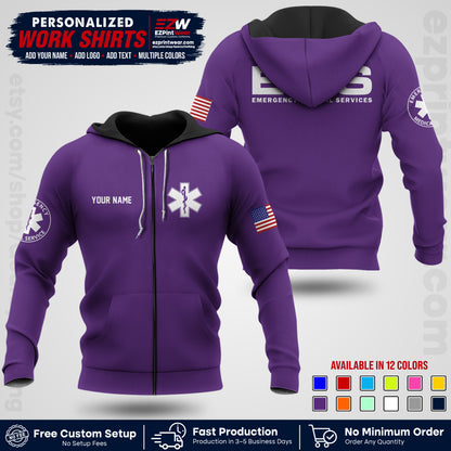 Custom EMS Shirt with Name, Logo & Text | EMS Team Uniform | First Responder Workwear EMSU01