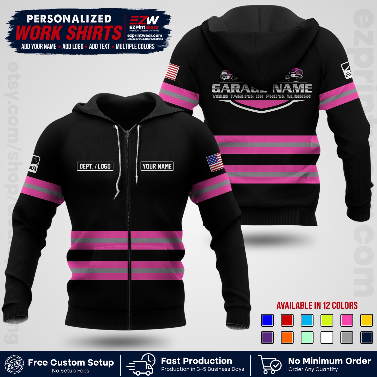 Custom Towing Workwear Uniform | Personalized Tow Truck Shirt | Non-Reflective Safety Stripe Apparel | Custom Towing Shirt | Tow Truck Apparel TW03