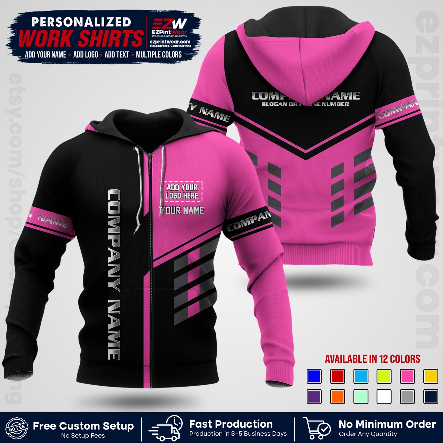 Custom All Over Print Work Uniform Shirt with Name, Logo & Text | Custom Hawaiian Shirt | Company Shirt | Employee Uniform UNF09