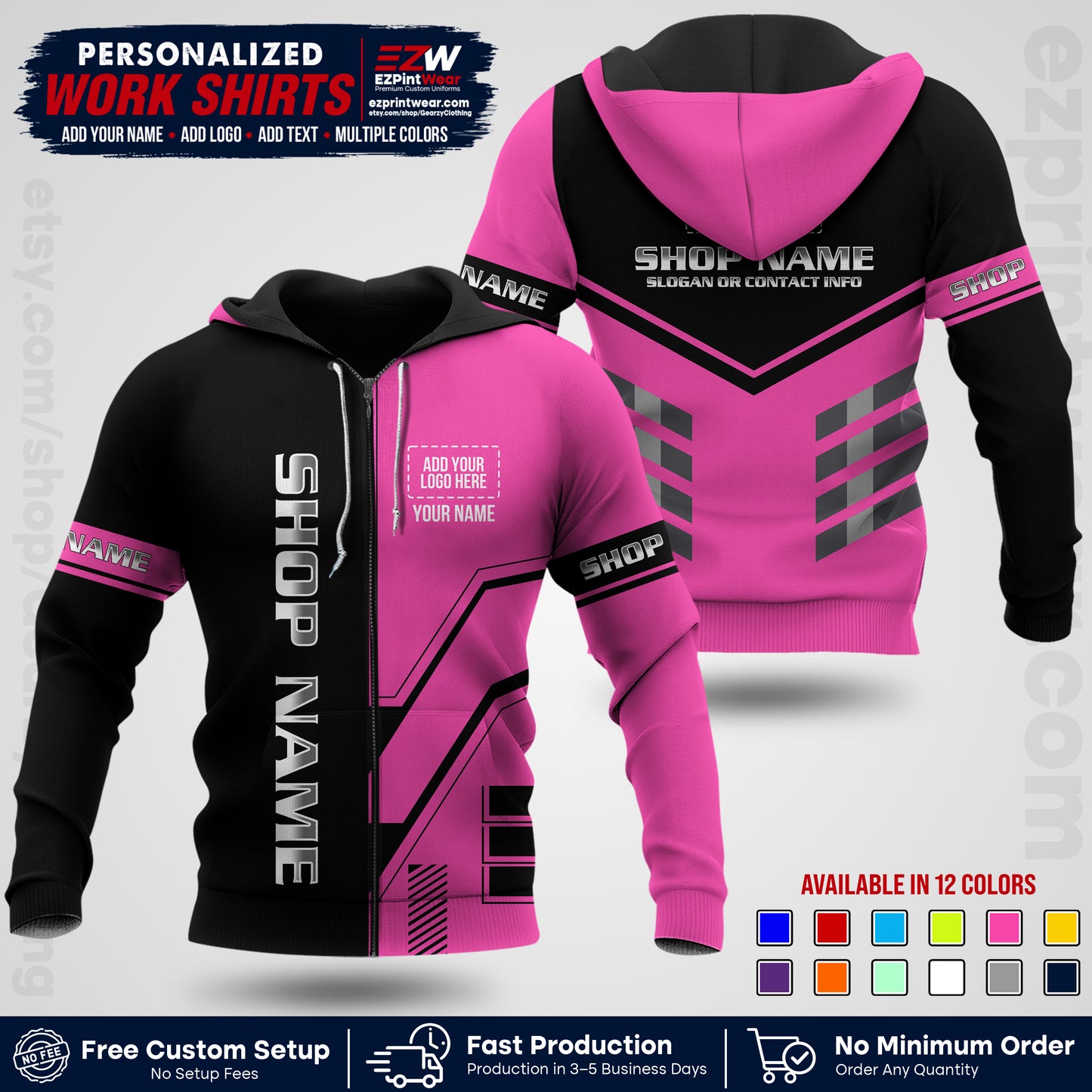 Custom All Over Print Work Uniform Shirt with Name, Logo & Text | Custom Hawaiian Shirt | Company Shirt | Employee Uniform UNF11