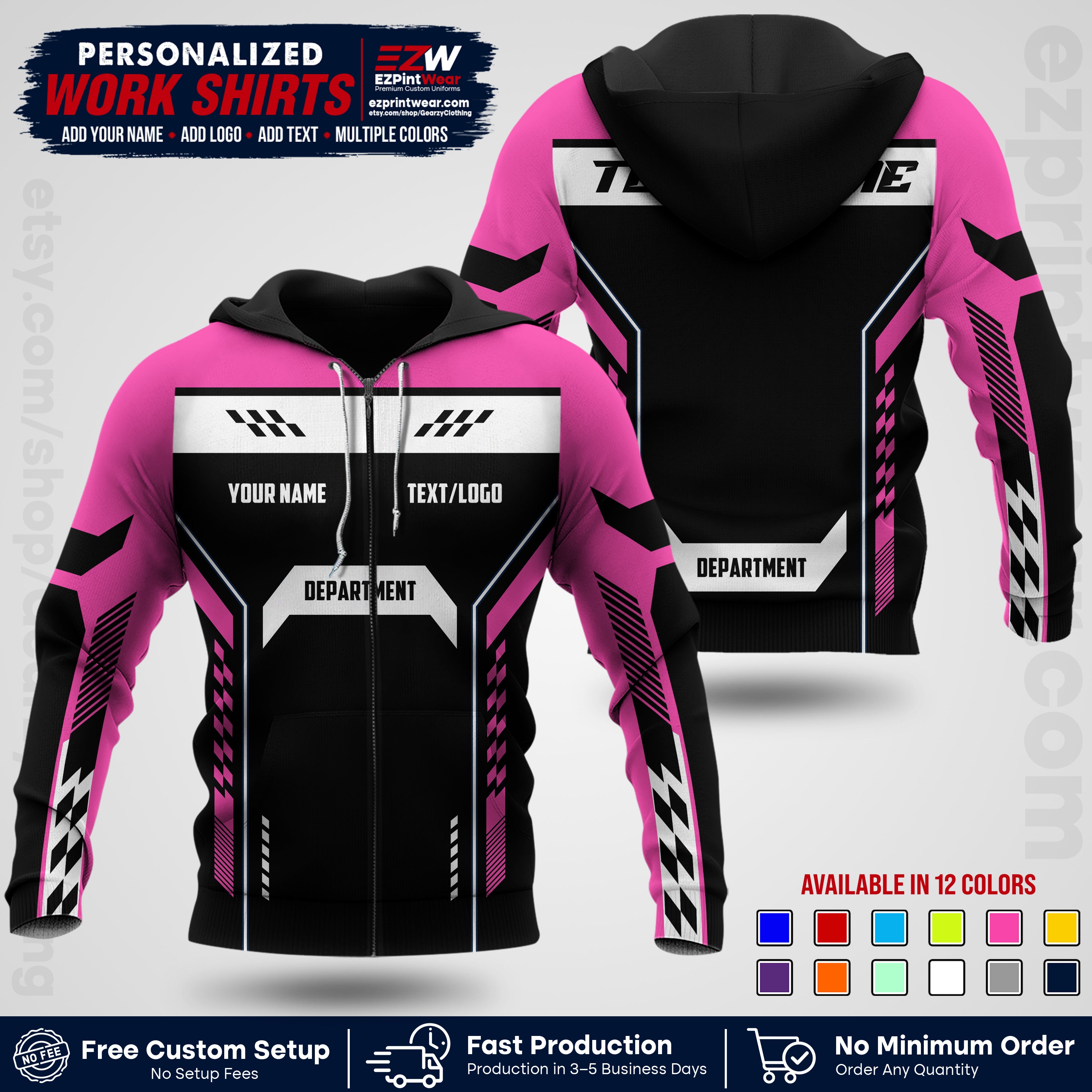 Custom All Over Print Work Uniform Shirt with Name, Logo & Text | Custom Hawaiian Shirt | Company Shirt | Employee Uniform UNF18
