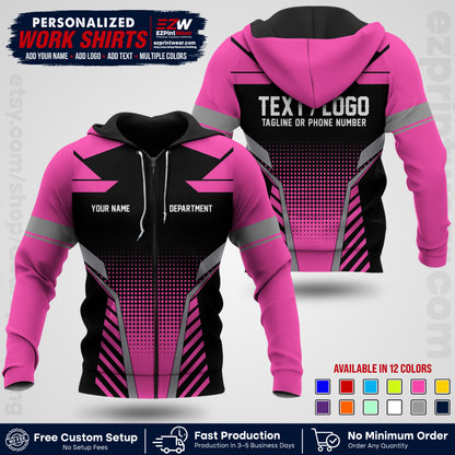 Custom All Over Print Work Uniform Shirt with Name, Logo & Text | Custom Hawaiian Shirt | Company Shirt | Employee Uniform UNF06