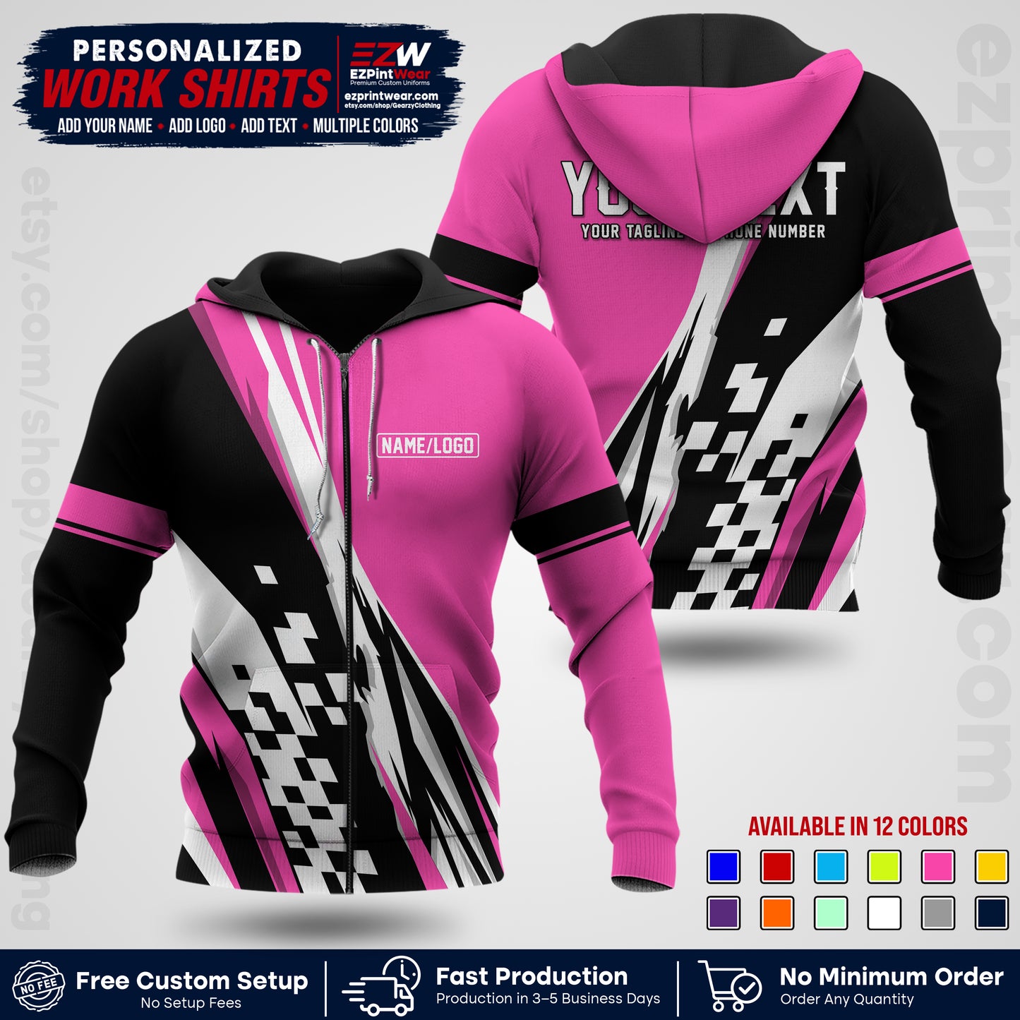 Custom Racing Shirt with Name, Logo & Text | Race Team Uniform | Crew Apparel RC04