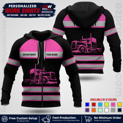 Personalized Truck Driver Workwear Uniform | Custom Safety Stripe Apparel | Non-Reflective Reflective Style Design TW02