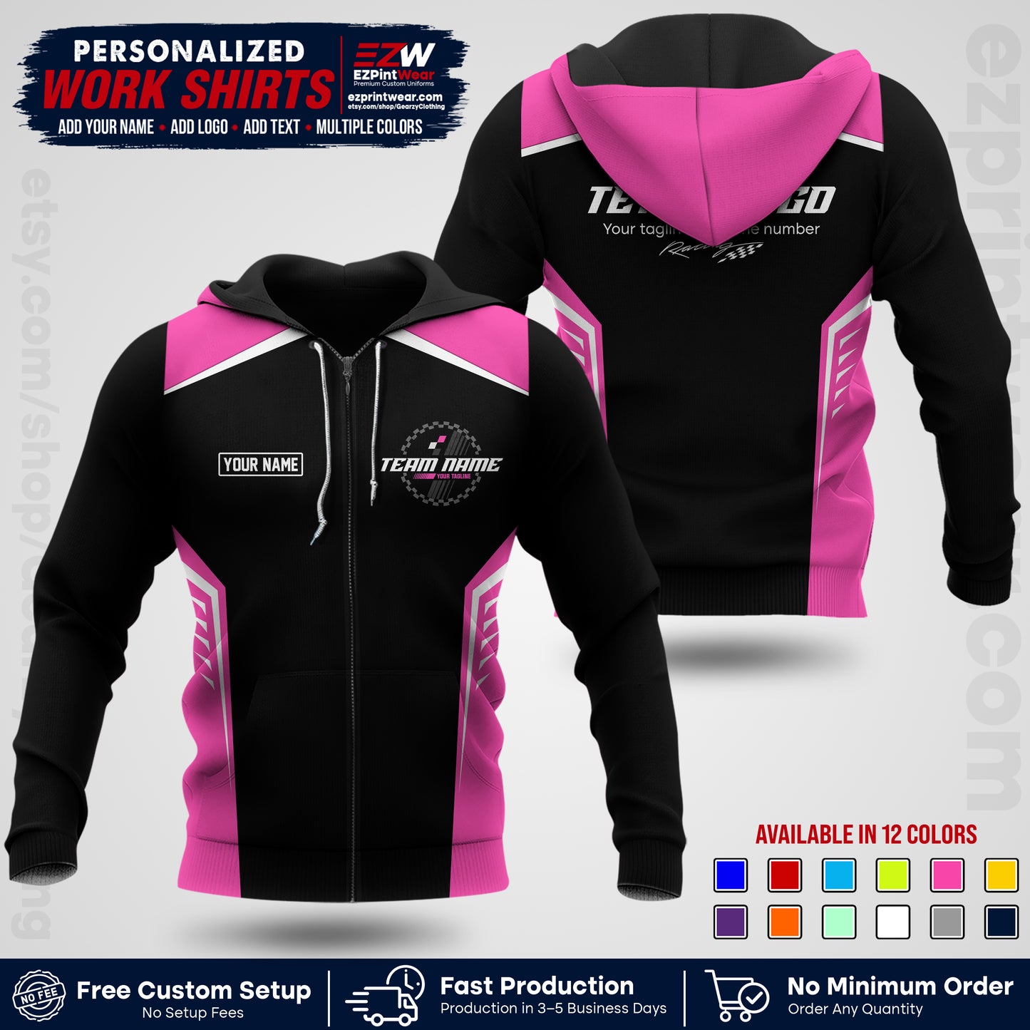 Custom Racing Shirt with Name, Logo & Text | Race Team Uniform | Crew Apparel RC07
